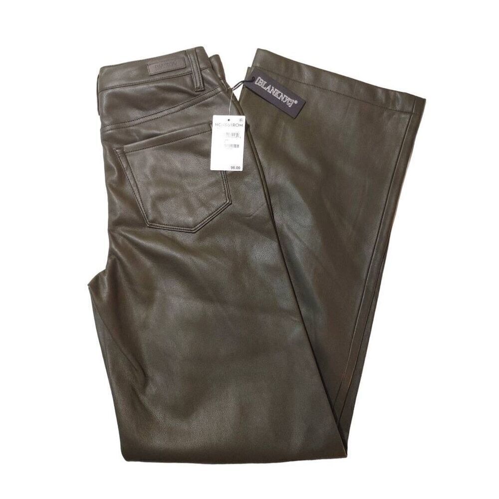 Blank NYC Faux Leather Franklin Rib Cage Straight Deep Olive Color Sz… - Picture 4 of 5